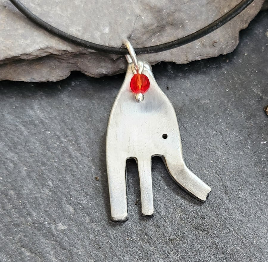 Upcycled elephant fork pendant