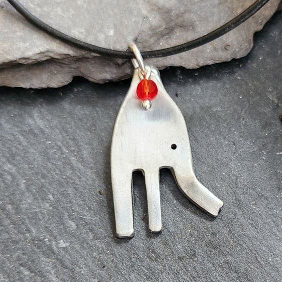 Upcycled elephant fork pendant
