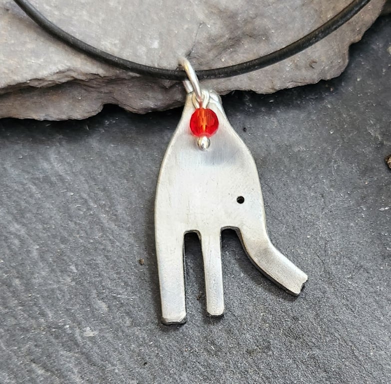 Upcycled elephant fork pendant