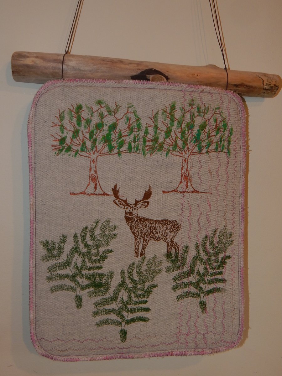 Stag screen printed - Hanging on Cumbrian Drift wood