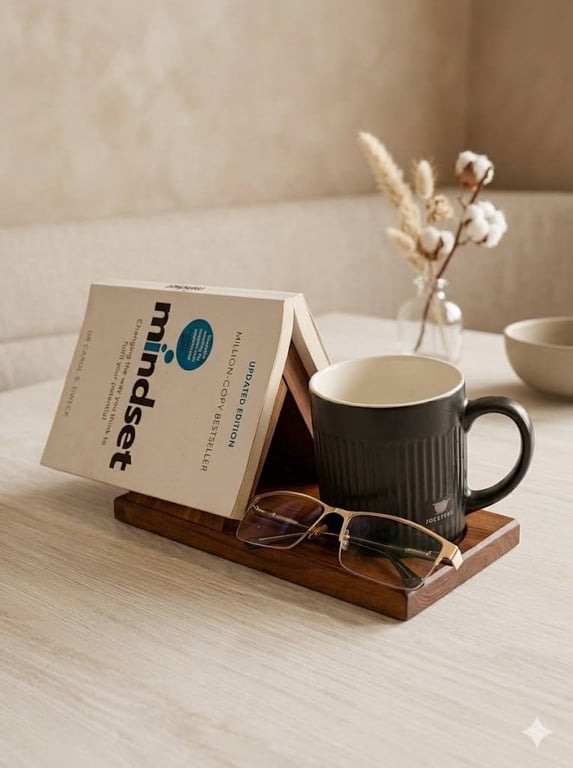 Wooden Book Stand Tray, Reading Desk Organizer, Mug Holder, Minimalist Decor