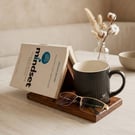 Wooden Book Stand Tray, Reading Desk Organizer, Mug Holder, Minimalist Decor