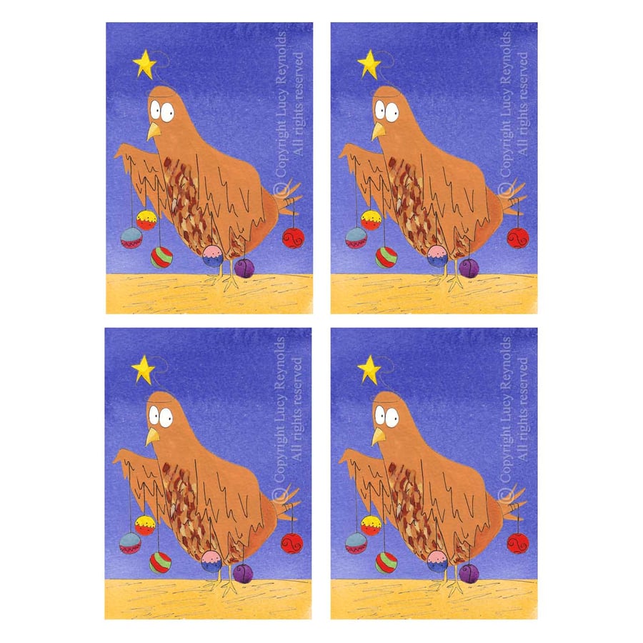 Chicken Christmas Cards (Pack of 4)