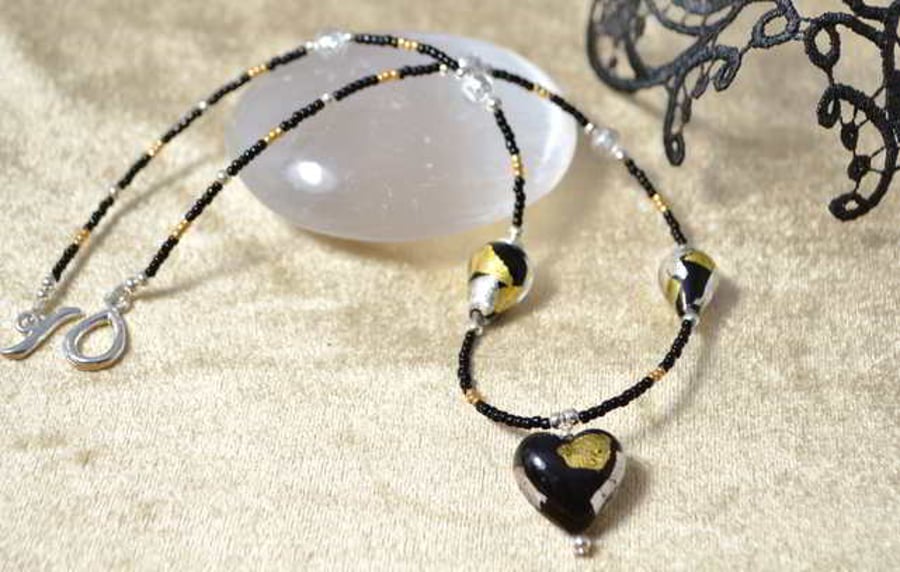 Midnight Treasure Heart Necklace
