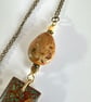 Handprinted butterfly pendant combined with jasper and agate stones. - Image 2