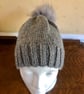 Hand Knitted Hat 16 - Medium in Grey yarn with silver thread - Image 8