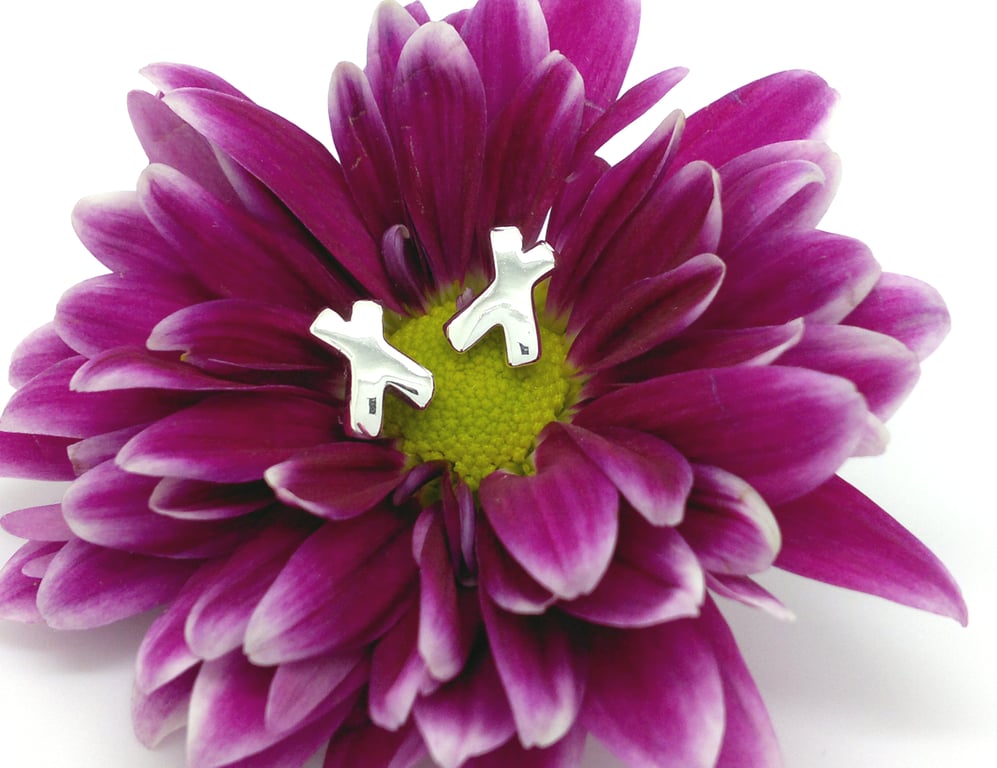 Sterling Silver Kiss Shaped Stud Earrings