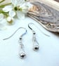 Tear-drop Shaped Hoop Earrings with Hammered Bead in Sterling Silver