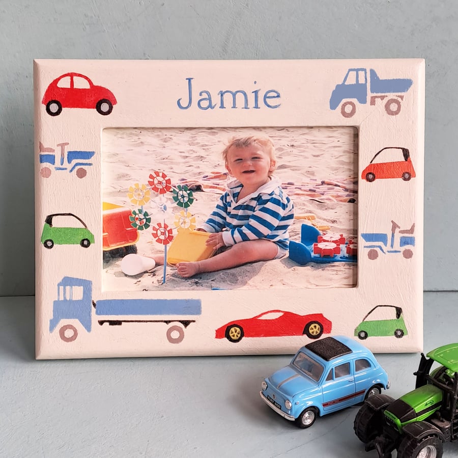 Jolly Transport Motifs, Child's Personalised Photo-Frame.