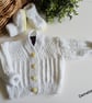Hand Knitted Baby Cardigan & Booties Set with Merino Wool 0- 6 months size - Image 5