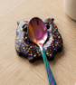 Black Owl Teaspoon Rest, Colourful Handmade Clay Spoon Holder