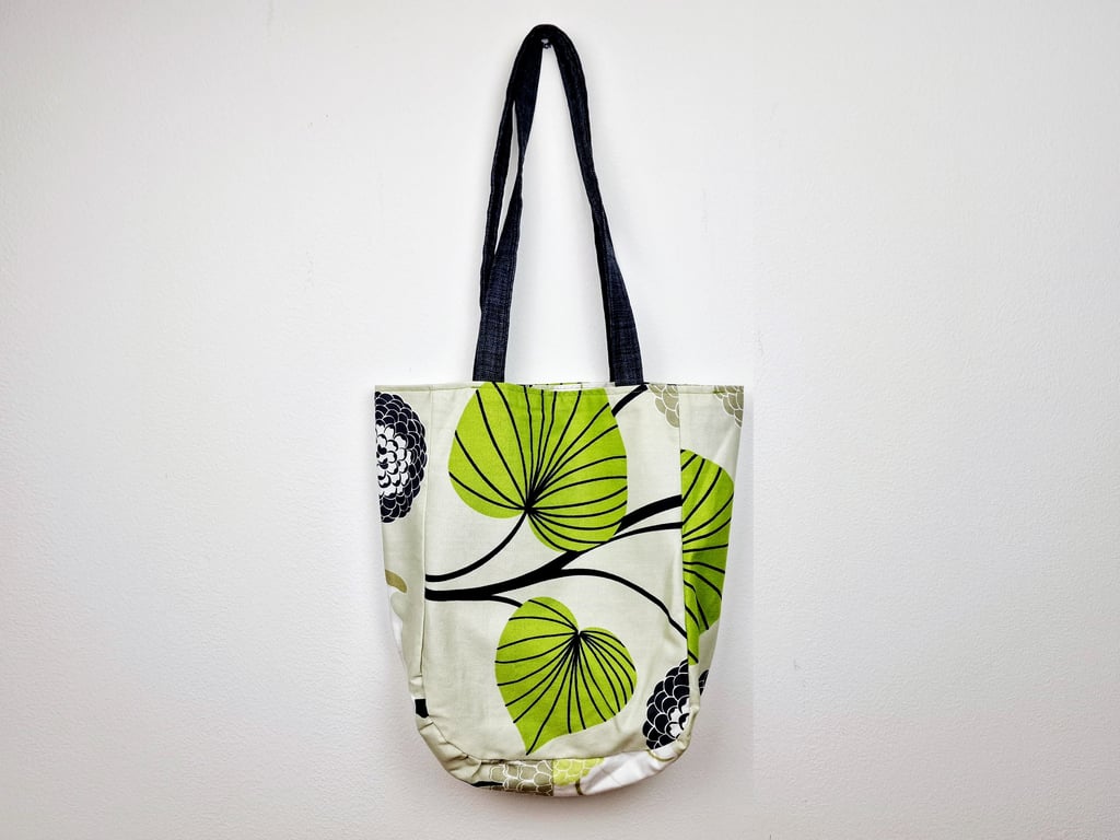 Handmade floral print shoulder tote bag