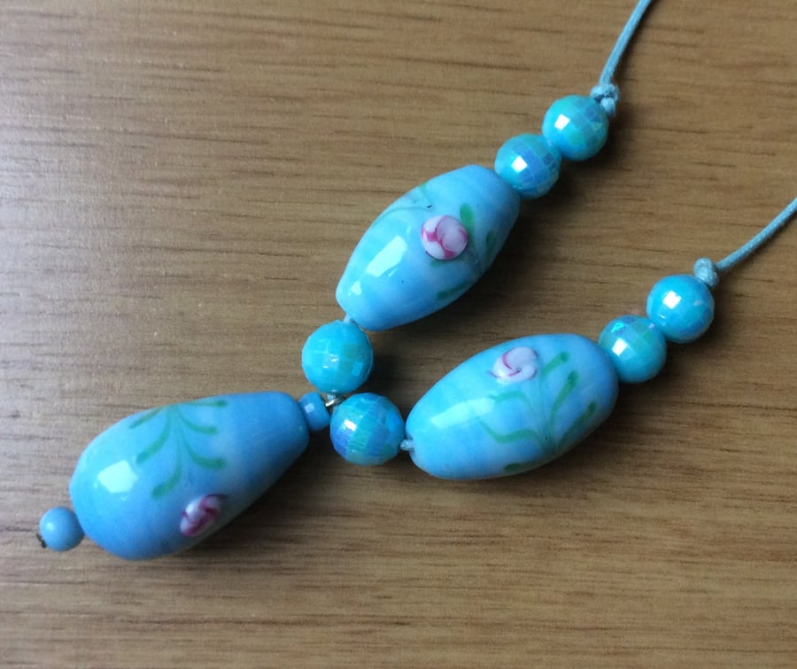 Pretty Pastel Blue Bead Necklace