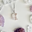 Amethyst Moon Crystal Necklace,Sterling Silver, Moon lover gift for her