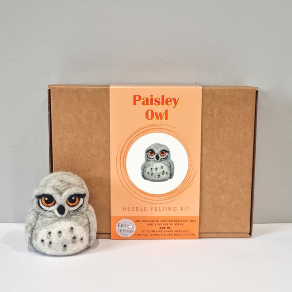 Paisley Owl Felting Kit: Needle Felting DIY Craft for Beginners