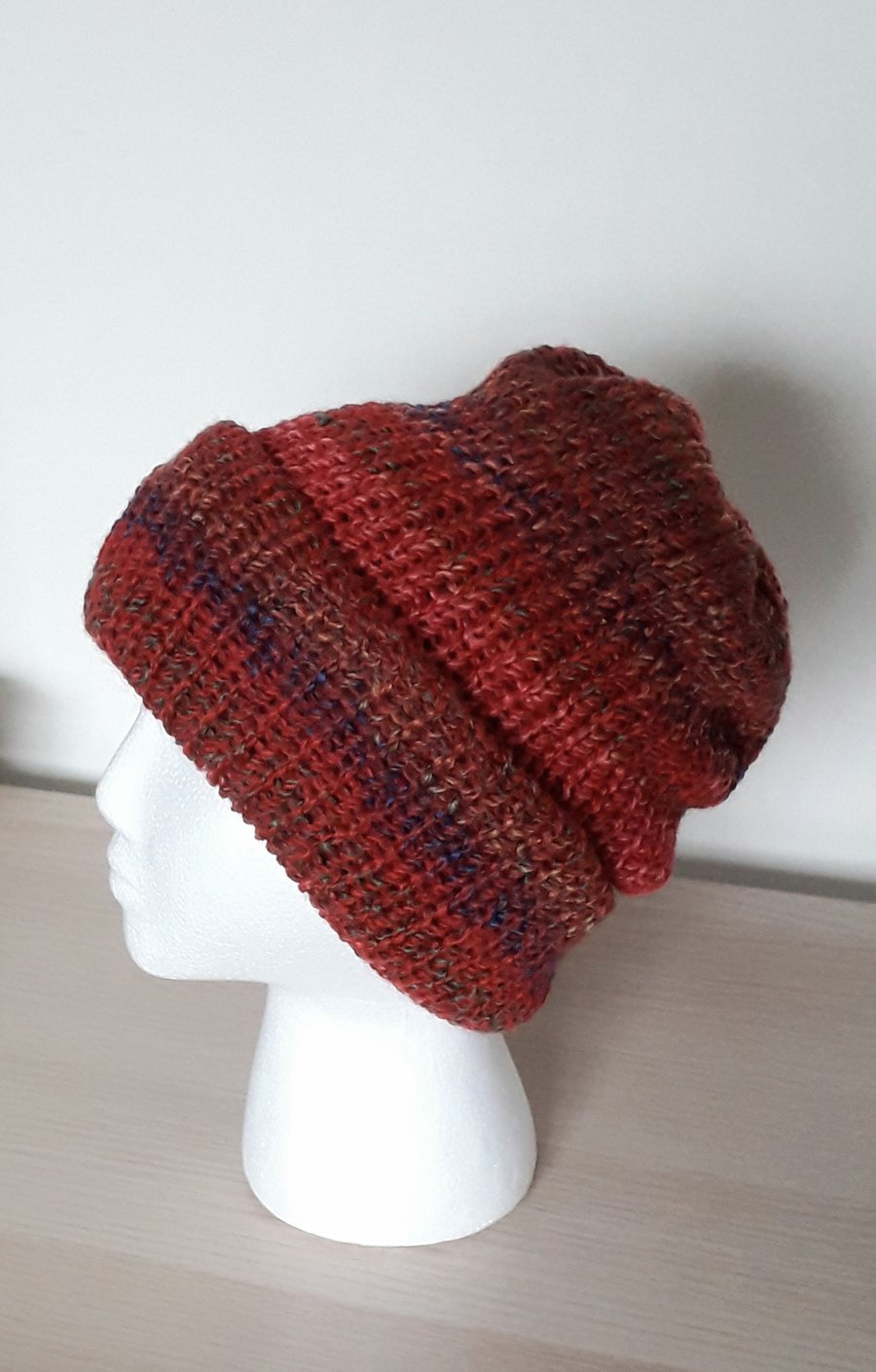 Double thickness Beanie Hat, Adult Size, Red