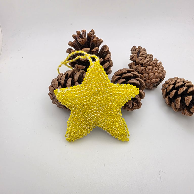 Yellow star bead embroidery decoration