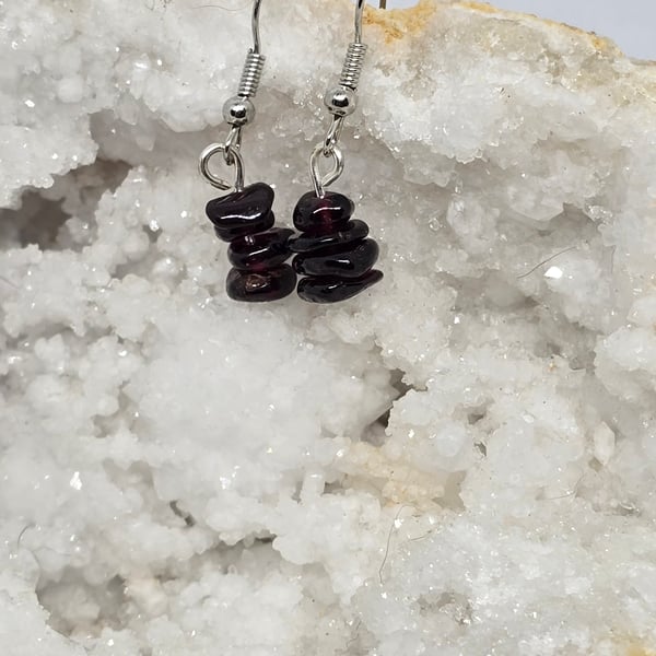 Garnet Chip Earrings