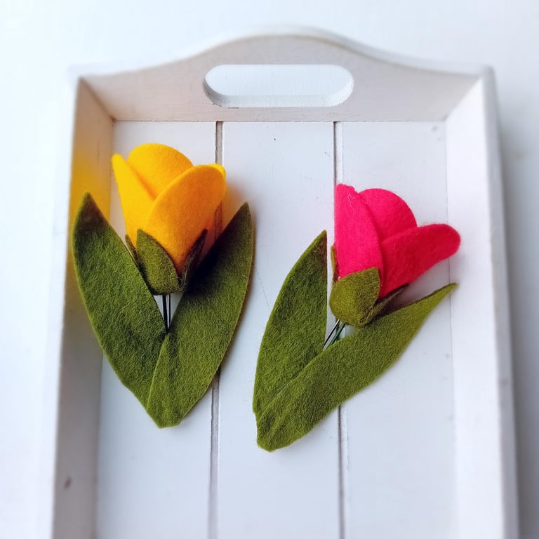 Felt Tulip Brooch: Handmade Costume Jewellery