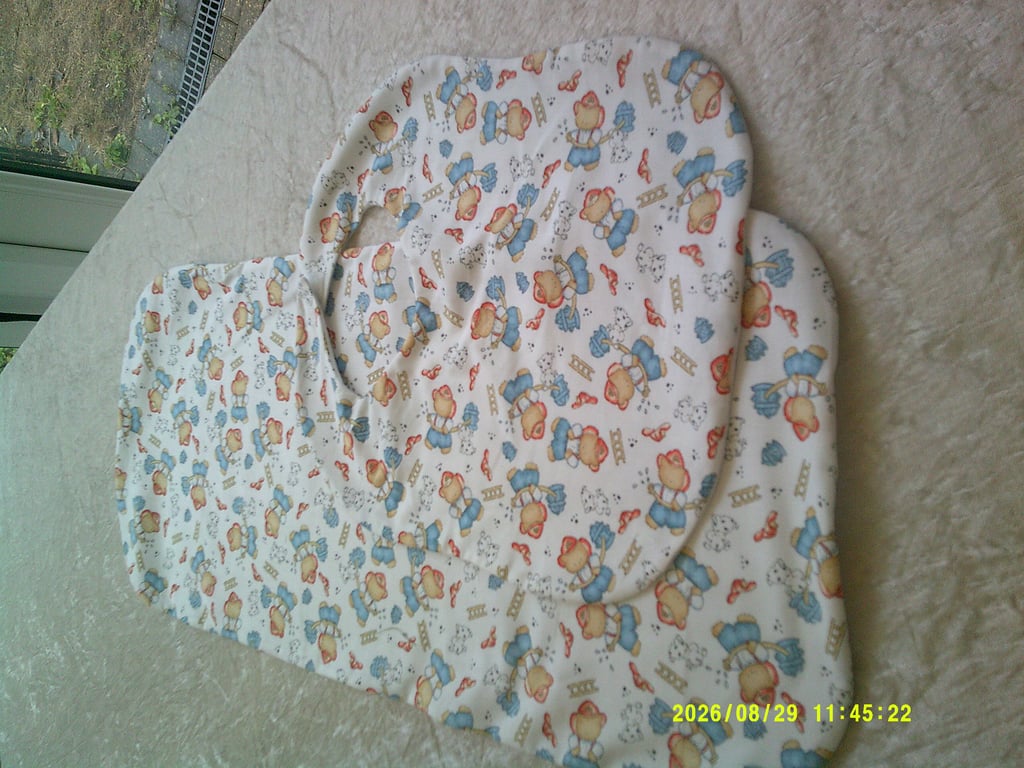 Fireman Bears and Dogs on a White Background Burp Cloth and Bib Set