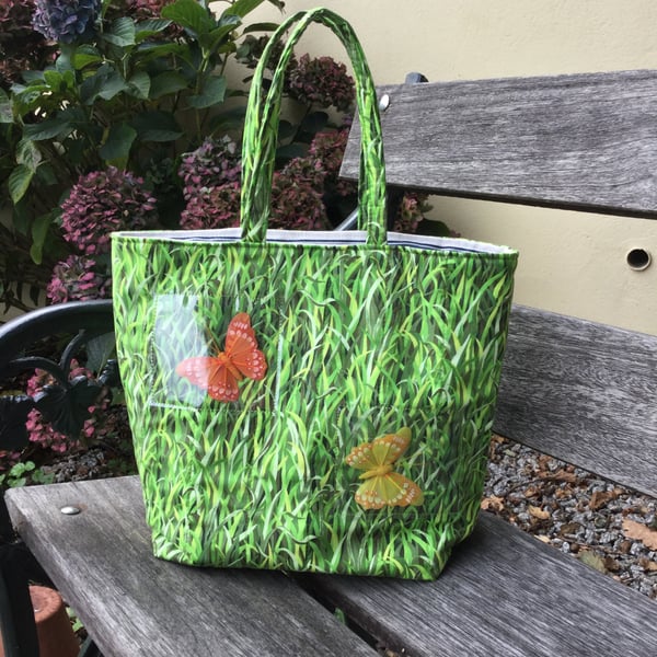 Grass & Butterfly Themed Classic Tote Bag