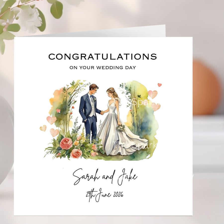 Personalised Wedding Card with Couple Congratulations