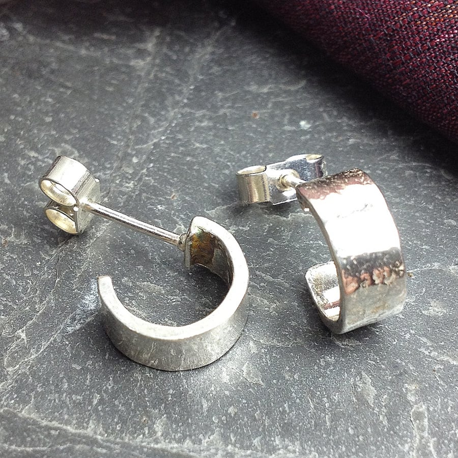 Small silver hoop stud earrings