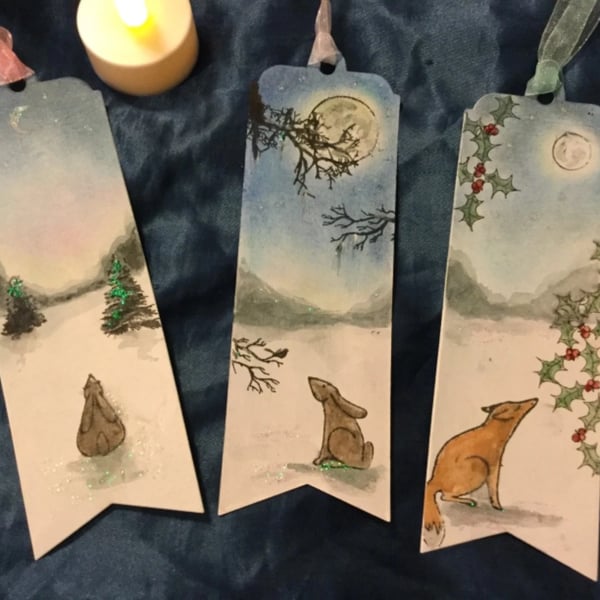 3 Handmade Christmas Animals Bookmarks