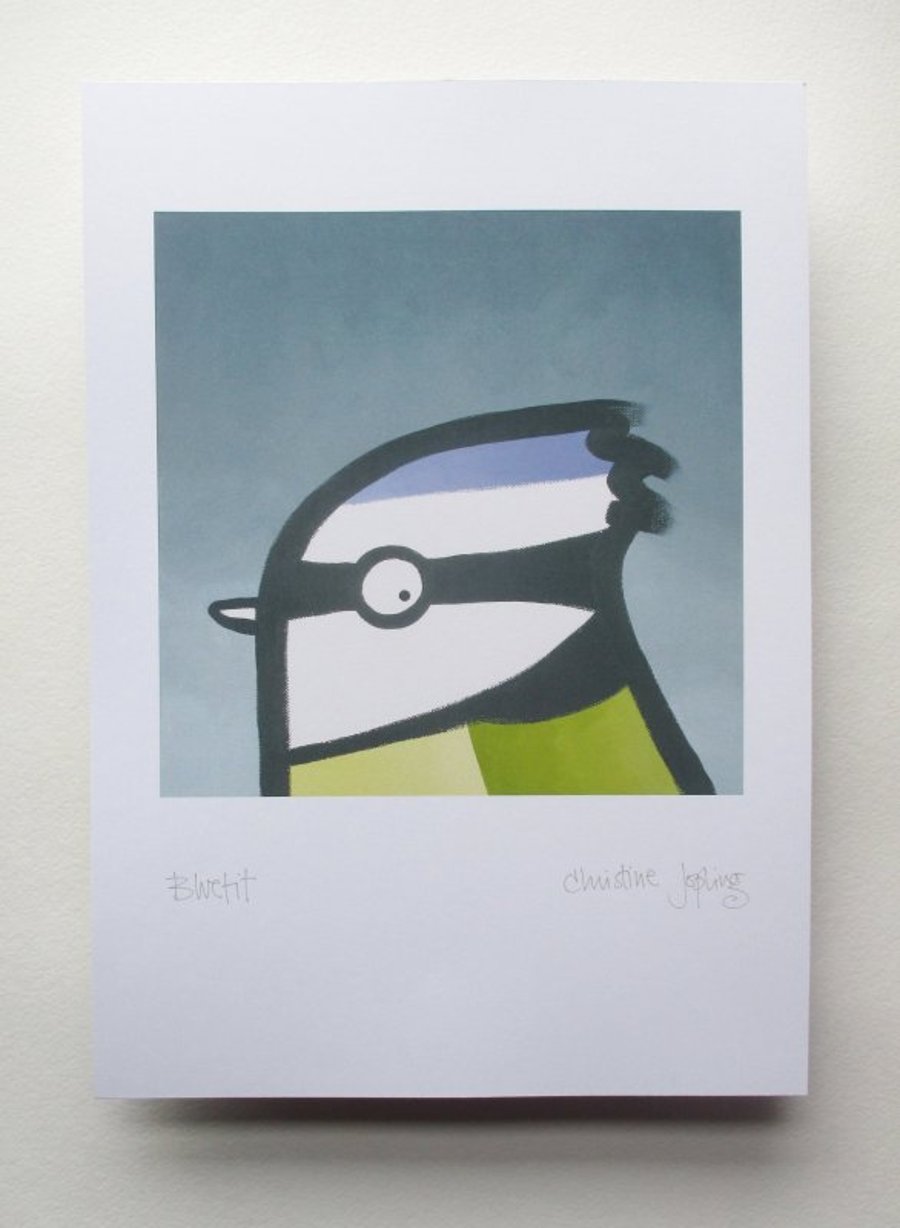A4 British Bird Print - Bluetit   