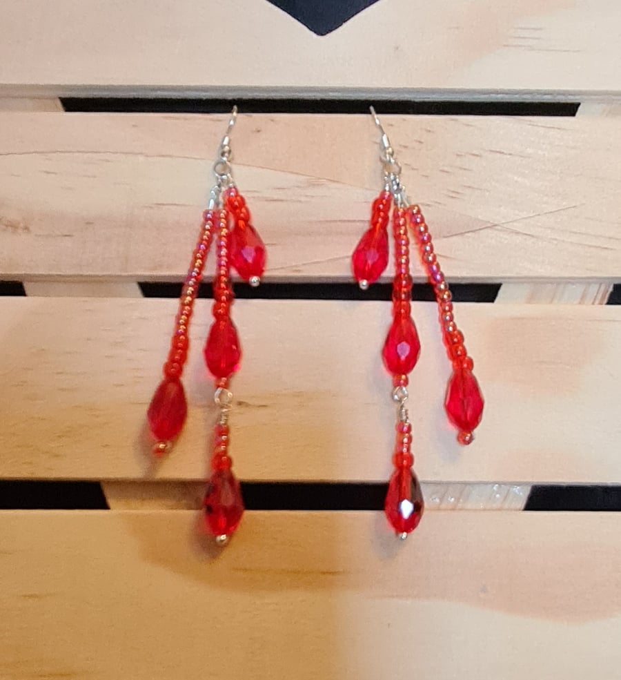 Red dangly Blood Drip Earrings