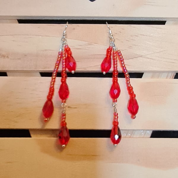 Red dangly Blood Drip Earrings