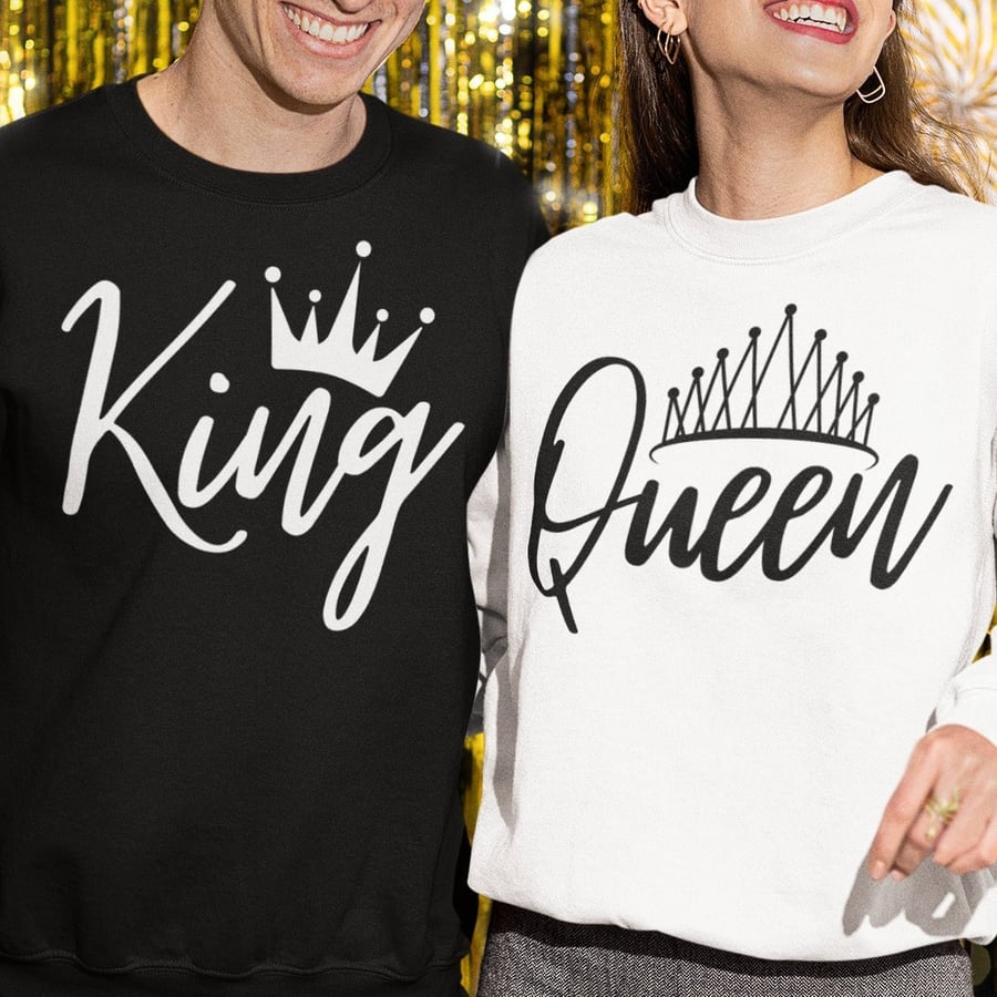 King Queen Couples Jumper Set Anniversary Valentines Couple Gift Matching 