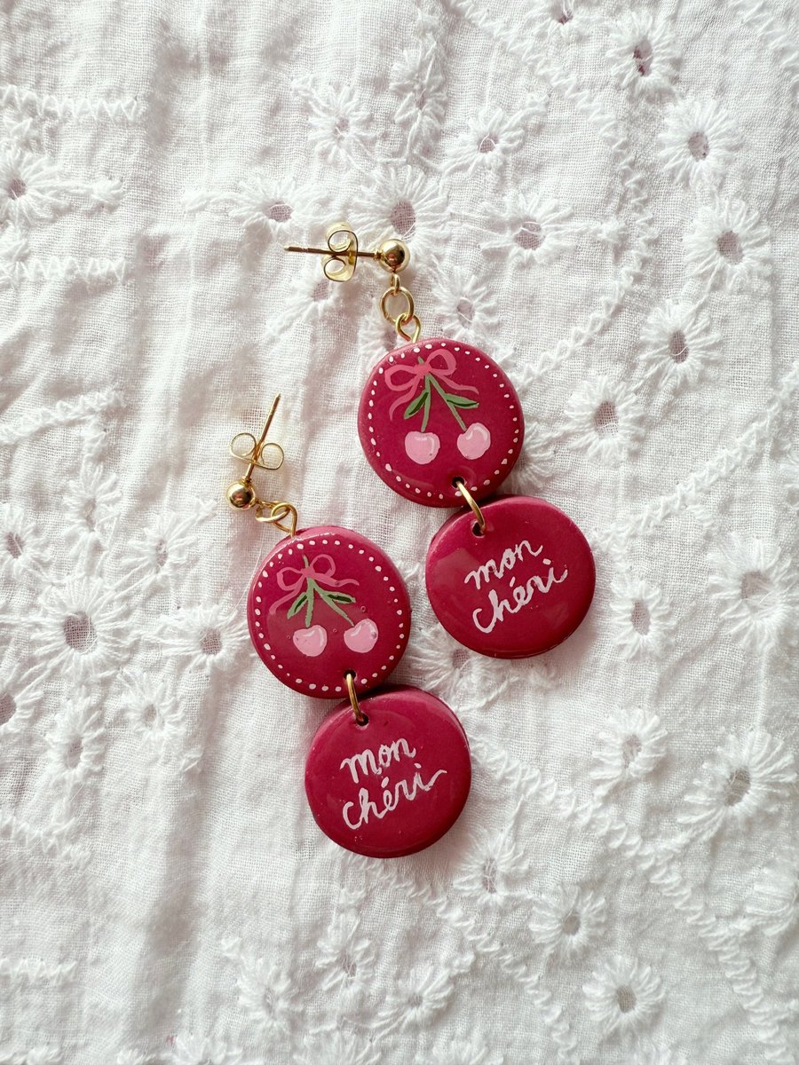 Mon Cheri - Cherry Statement Drop Earrings