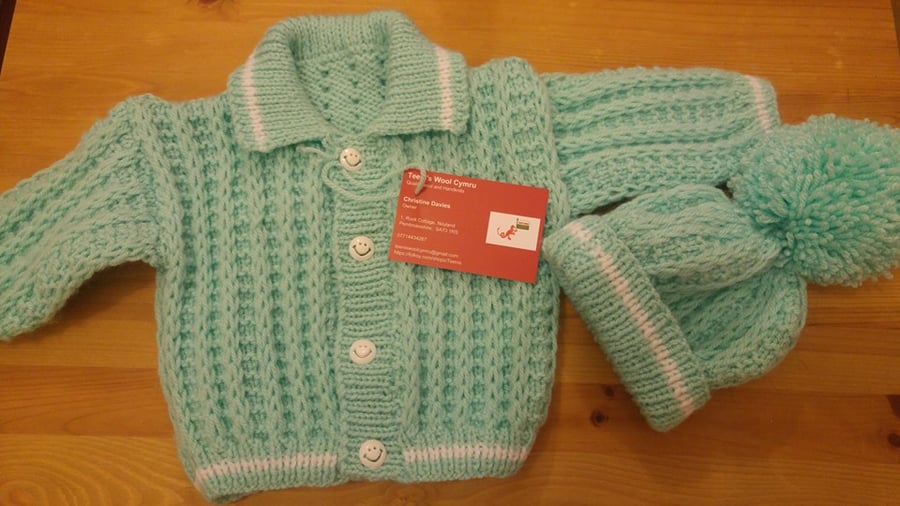 Mint green jacket and hat set 