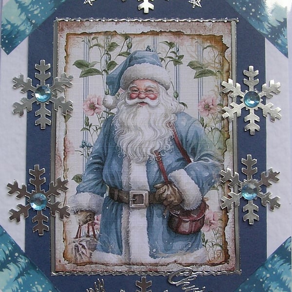 Merry Christmas Hand Crafted Decoupage Christmas Card - Merry Christmas 2950