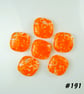 6 x orange art glass cabochons, for jewellery making, crafting (191)