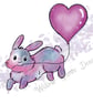 Heart balloon bunny rabbit art greetings card