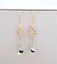 Daisy Flower Drop Earrings Jade, Yellow Quartz & Blue Wood Bead  - Image 3