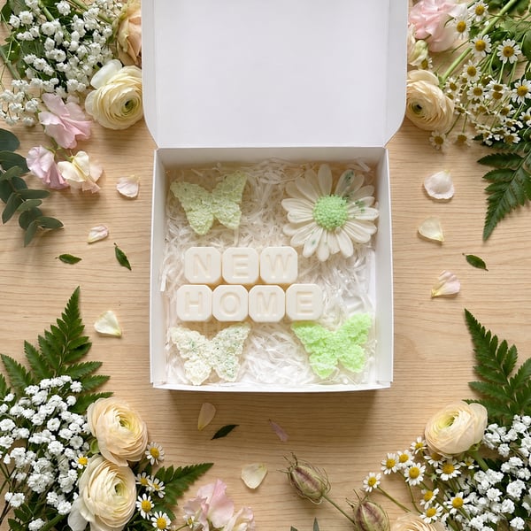 Handmade New Home Wax Melt Gift Box, Vegan, Uk Made