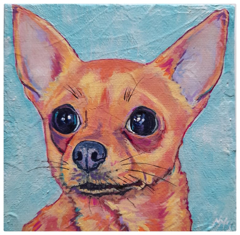 Custom Pet Portrait 10x10cm (comes framed 19x19cm)