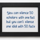You Can Silence 50 Scholars – Witty Handmade Cross Stitch Quote Gift 6x4
