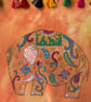 Tie dyed hand painted tote with paisley elephant design  - Image 3
