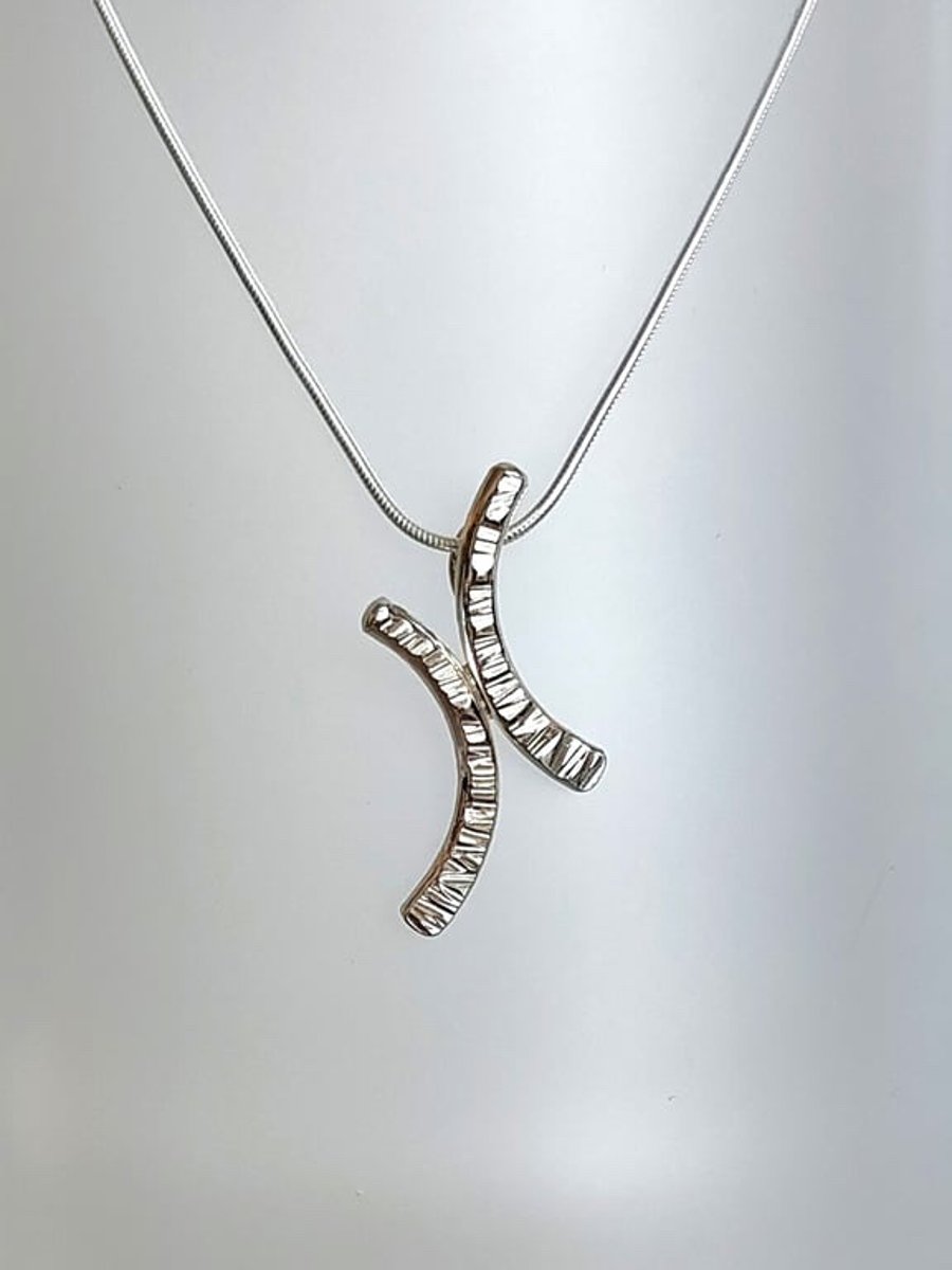 Hammered Sterling Silver Kiss Pendant Necklace 