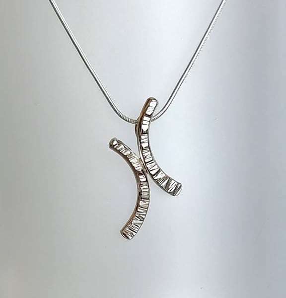 Hammered Sterling Silver Kiss Pendant Necklace 