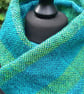 Handwoven Wool & Bamboo Scarf – Teal & Green - Image 6