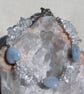 Aquamarine Heart & Clear Quartz Crystal Gemstone Bracelet "Angels Kisses"