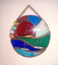 Sunset Surfers stained glass sun catcher hanging decoration