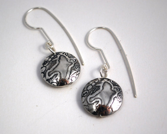 Silver bird on the wing drop earrings