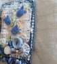 Blue flower textile art brooch - Image 7