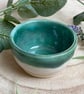 Small Green and White Ceramic Trinket Pot